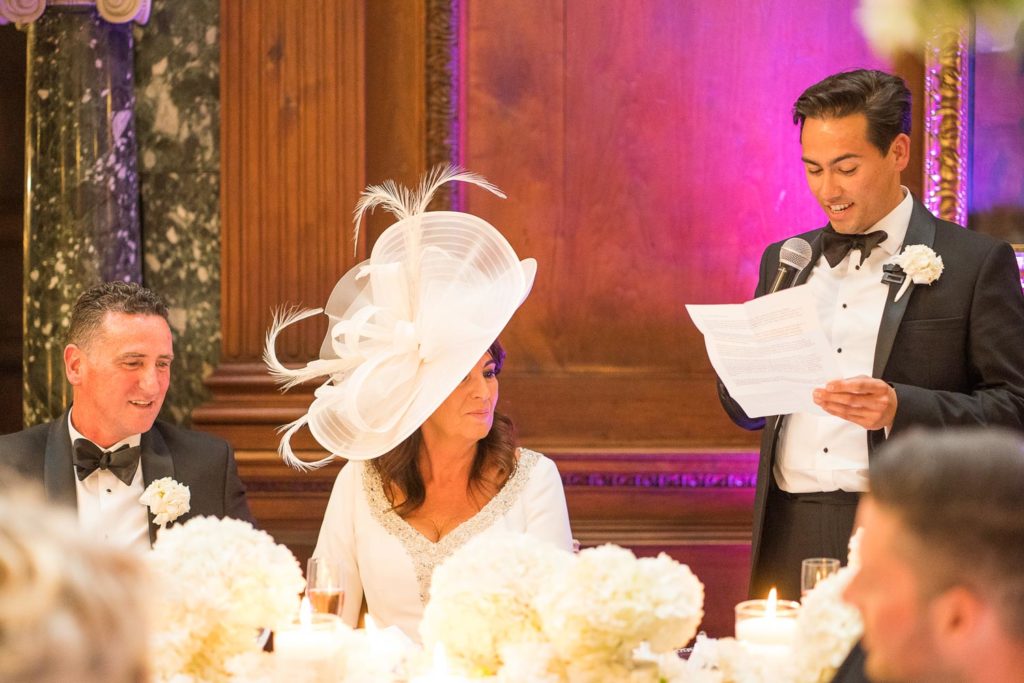 Bestman beginning his speech as Mother of the bride begins to look nervous